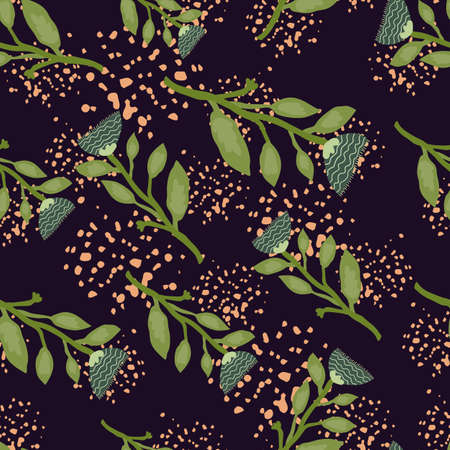 Contemporary flower seamless pattern. Elegant botanical floral wallpaper. Abstract plants endless ornament. Simple design for fabric, textile print, wrapping paper, cover. vector illustrationのイラスト素材
