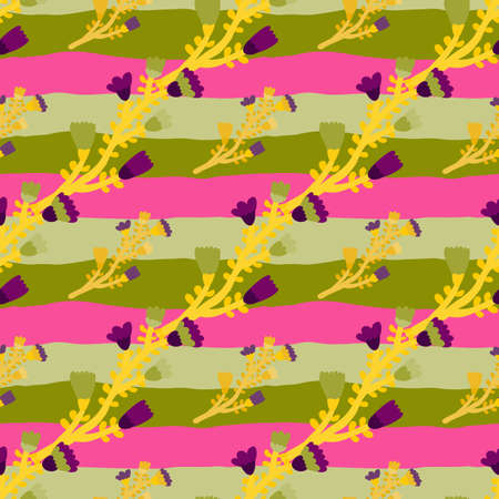 Hand drawn flower seamless pattern. Naive art. Cute floral wallpaper. Abstract plants endless backdrop. Design for fabric, textile print, wrapping paper, cover. vector illustrationのイラスト素材