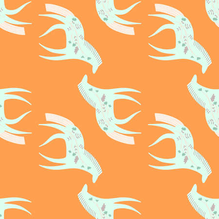 Hand drawn horse seamless pattern. Cute cartoon wallpaper with wild flower and stylized animals. Design for fabric, textile print, wrapping paper, cover. vector illustrationのイラスト素材