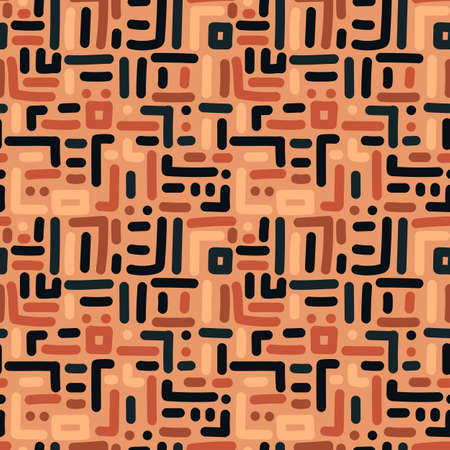 Creative maze lines geometric seamless pattern. Funny labyrinth background. Hand drawn line wallpaper in doodle style. Design for fabric, textile print, wrapping, cover. vector illustrationのイラスト素材