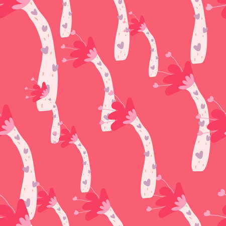 Strange shapes flower seamless pattern. Tropical plants endless wallpaper. Contemporary botanical floral ornament. Simple design for fabric, textile print, wrapping paper, cover. vector illustrationのイラスト素材