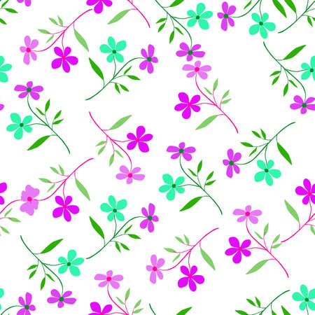 Vintage doodle flower seamless pattern. Retro abstract floral wallpaper. Hand drawn plants endless...