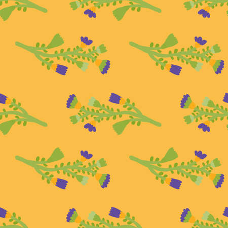 Hand drawn flower seamless pattern. Naive art. Cute floral wallpaper. Abstract plants endless backdrop. Design for fabric, textile print, wrapping paper, cover. vector illustrationのイラスト素材