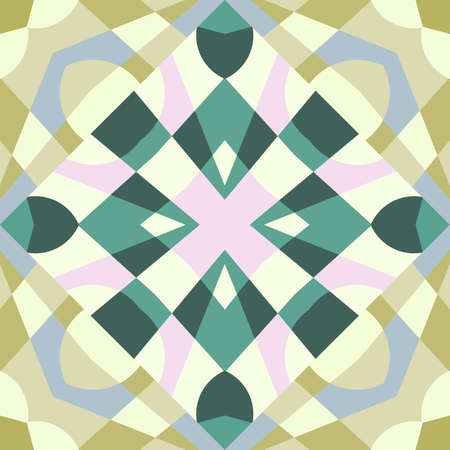 Vintage kaleidoscope seamless pattern. decorative mosaic ornament. Geometric design for fabric, textile print, wrapping paper, cover. vector illustrationのイラスト素材