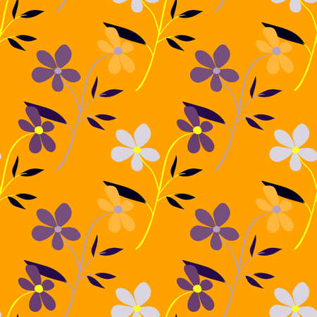 Vintage doodle flower seamless pattern. Retro abstract floral wallpaper. Hand drawn plants endless background. Simple design for fabric, textile print, wrapping paper, cover. vector illustrationのイラスト素材