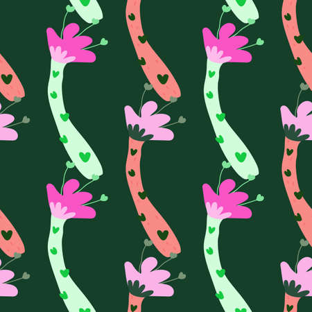 Strange shapes flower seamless pattern. Tropical plants endless wallpaper. Contemporary botanical floral ornament. Simple design for fabric, textile print, wrapping paper, cover. vector illustrationのイラスト素材