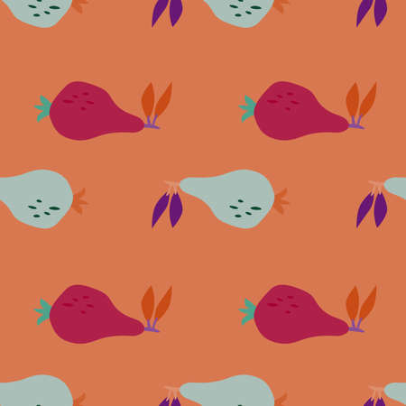 Hand drawn pears seamless pattern. Fruits botanical backdrop. Funny design for fabric, textile...