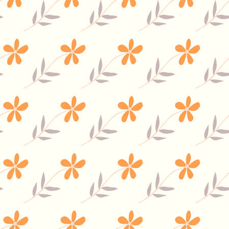 Doodle ditsy flowers seamless pattern. Cute chamomile print. Floral decoration. Pretty botanical backdrop. Design for fabric, textile print, surface, wrapping, cover. vector illustrationのイラスト素材
