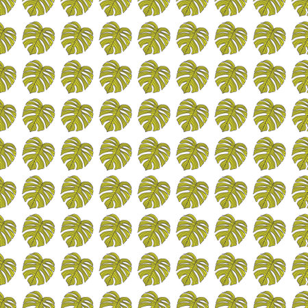 Contoured monstera silhouettes seamless pattern. Palm leaves endless background. botanical wallpaper. Decorative backdrop for fabric design, textile print, wrapping, cover. vector illustrationのイラスト素材