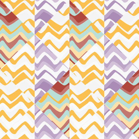 Creative zigzag mosaic seamless pattern. Hand drawn wave tile endless wallpaper. abstract line decoration. Design for fabric, textile print, wrapping paper, cover. vector illustrationのイラスト素材