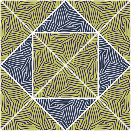 Abstract geometric ethnic tile. Tribal mosaic seamless pattern. Creative vintage linear pattern. Design for fabric, textile print, wrapping paper, cover. vector illustrationのイラスト素材