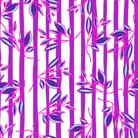 Romantic leaves and flower seamless pattern. Vintage style floral wallpaper. Cute plants endless backdrop. Design for fabric, textile print, wrapping paper, cover. vector illustrationのイラスト素材