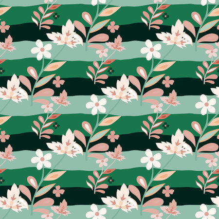 Abstract cute leaves and flower seamless pattern. beautiful floral wallpaper. Cute plants endless...