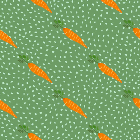 Hand drawn carrot seamless pattern. Doodle carrot wallpaper. Vegetarian healthy food backdrop. Design for fabric, textile print, wrapping paper. vector illustrationのイラスト素材