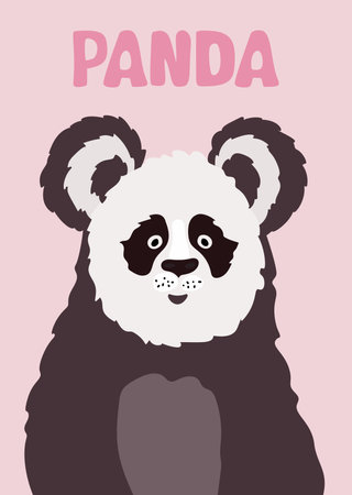 Cute panda portrait. Funny kids animal print. Creative design for greeting card, invitation, poster. vector illustrationのイラスト素材