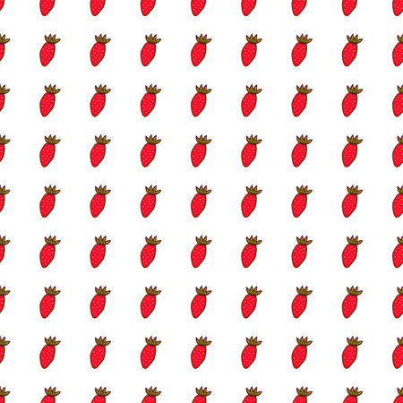 Hand drawn strawberries wallpaper.Doodle strawberry seamless pattern. fruit backdrop. Design for fabric, textile print, wrapping paper, kitchen textiles, cover. vector illustrationのイラスト素材