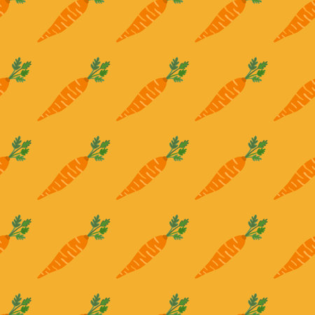 Hand drawn carrot seamless pattern. Doodle carrot wallpaper. Vegetarian healthy food backdrop....