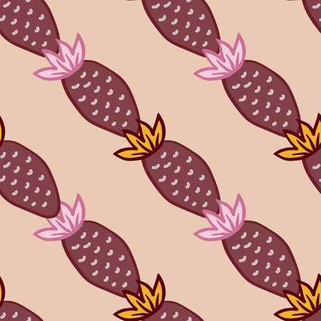 Hand drawn strawberries wallpaper.Doodle strawberry seamless pattern. fruit backdrop. Design for fabric, textile print, wrapping paper, kitchen textiles, cover. vector illustrationのイラスト素材