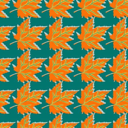 Abstract oak leaves seamless pattern. Maple foliage backdrop. nature wallpaper. For fabric design, textile print, wrapping, cover. vector illustrationのイラスト素材