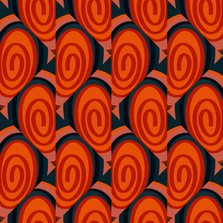 Seamless pattern in the spirals of a mosaic in retro style. Decorative abstract circle vintage ornament. Design for fabric, textile print, wrapping paper, cover. vector illustrationのイラスト素材