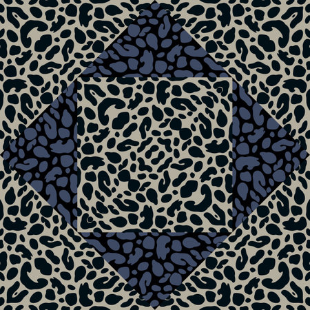Abstract leopard skin mosaic seamless pattern design. Geometric animal skin endless background. Vintage cheetah fur wallpaper. For fabric, textile print, surface, wrapping, cover. vector illustrationのイラスト素材