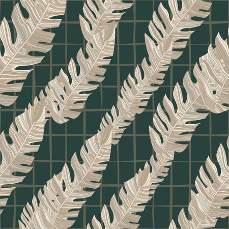 Graphic exotic plant foliage seamless pattern. Tropical pattern, palm leaves seamless floral background. leaf wallpaper. nature wallpaper. For fabric design, textile print, wrapping, coverのイラスト素材