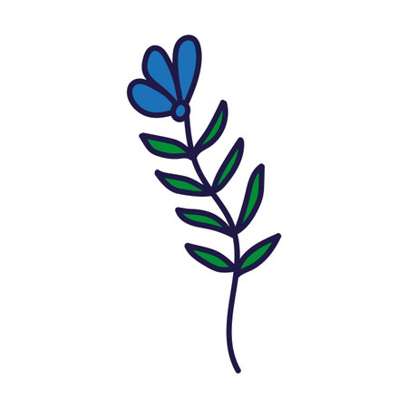 Hand drawn cute flower. Stylized flower in doodle style. Freehand botanical print. Floral element isolated. Print, poster design. vector illustrationのイラスト素材