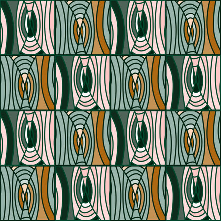 Mosaic of lines seamless pattern in dodle style. Hand drawn abstract wood texture vintage ornament. Decorative design for fabric, textile print, wrapping paper, cover. vector illustrationのイラスト素材
