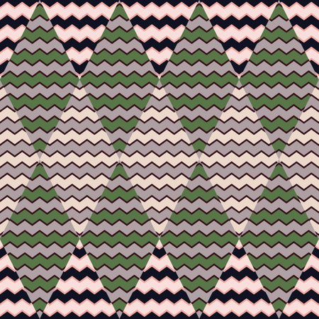 Zigzag wave seamless pattern. Hand drawn lines mosaic ornament. Retro stripes print wallpaper....