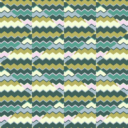 Creative zig zag wave seamless pattern. Hand drawn lines mosaic ornament. Retro stripes print...