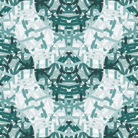 Abstract hand drawn brush splash seamless pattern. Decorative brushstroke kaleidoscope mosaic...