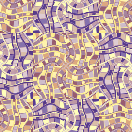 Hand drawn geometric lines tile ornament. Abstract kaleidoscope mosaic seamless pattern. vintage line wallpaper. retro style. For fabric, textile print, wrapping paper, cover. vector illustrationのイラスト素材