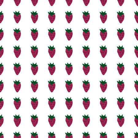 Freehand strawberries seamless pattern. Doodle strawberry wallpaper. Hand drawn fruits backdrop. Design for fabric, textile print, wrapping paper, kitchen textiles, cover. vector illustrationのイラスト素材