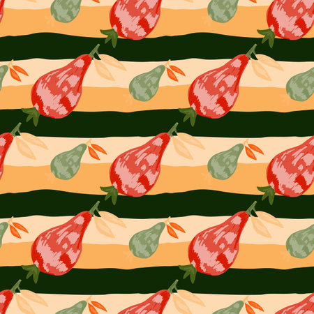 Scribble pears seamless pattern. Hand drawn fruits botanical backdrop. Naive art style. Creative design for fabric, textile print, wrapping paper, children textile, surface. vector illustrationのイラスト素材