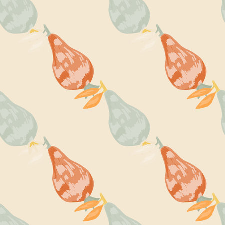 Scribble pears seamless pattern. Hand drawn fruits botanical backdrop. Naive art style. Creative...