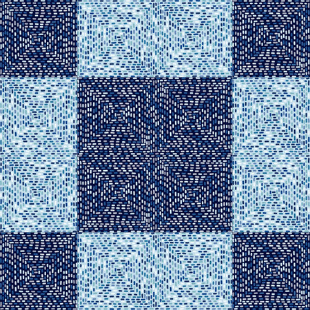Hand drawn dash lines mosaic seamless pattern. Geometric broken line endless wallpaper. Dashes motif. Doodle style. Design for fabric , textile print, surface, wrapping, cover. Vector illustrationのイラスト素材