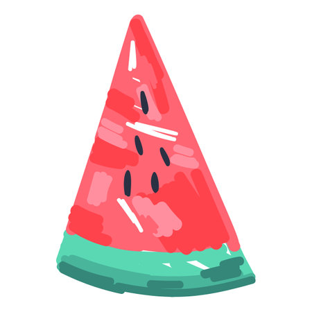 Cartoon illustration of watermelon slice vector iconのイラスト素材