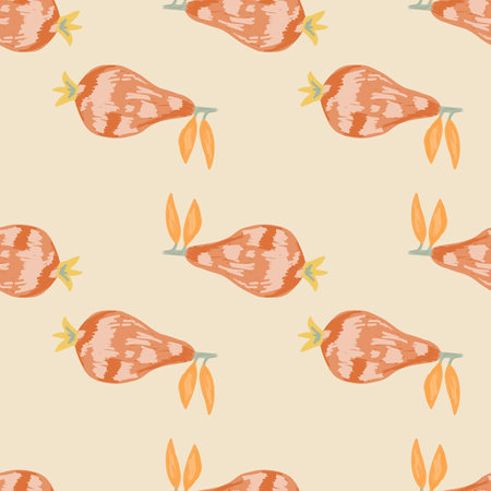 Scribble pears seamless pattern. Hand drawn fruits botanical backdrop. Naive art style. Creative...