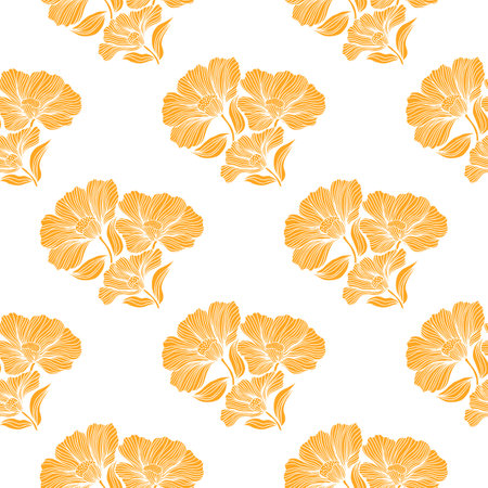 Seamless pattern with retro flowers. vintage floral background. Design for fabric, textile print, wrapping paper, cover, poster. vector illustrationのイラスト素材