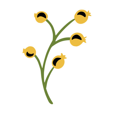 branch with seeds icon image vector illustration design yellow and greenのイラスト素材