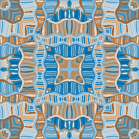 Creative tribal mosaic tile. Abstract scribble seamless background pattern. patchwork wallpaper. textile rapport. Design for fabric, print, wrapping paper, cover. vector illustrationのイラスト素材