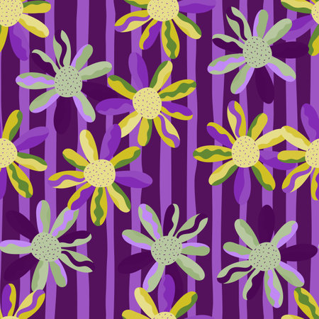 Seamless pattern with decorative flowers. Floral vector background. Design for fabric, textile print, wrapping paper, cover, poster.のイラスト素材