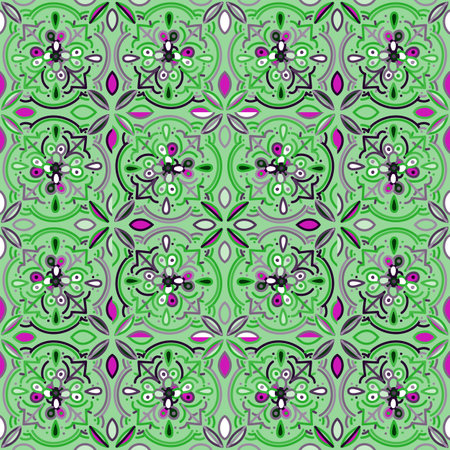 Creative mosaic seamless background pattern. Abstract geometric ornamental wallpaper. Retro design for fabric, textile print, wrapping paper, cover.のイラスト素材