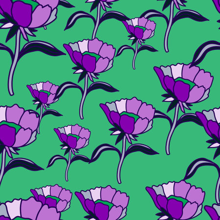 Seamless pattern with flowers and leaves. abstract floral wallpaper. Design for fabric, textile print, surface, wrapping, cover, greeting card. vector illustrationのイラスト素材