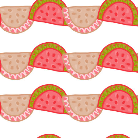 Seamless pattern with watermelon slices. Cute fruit backdrop. Food design for fabric, textile print, wrapping, cover. vector illustrationのイラスト素材