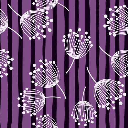 Simple dandelion silhouette seamless pattern. Blowball botanical background. abstract floral wallpaper. Design for fabric, textile print, wrapping, cover. vectorのイラスト素材
