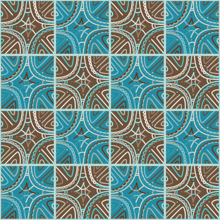 Creative doodle geometric ornament. Lines seamless background pattern. Design for fabric, textile print, wrapping paper, cover. vector illustrationのイラスト素材