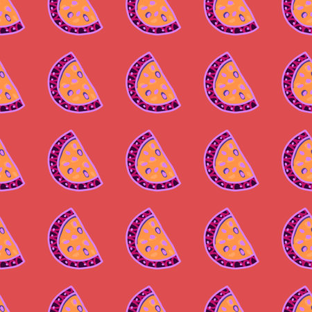 Seamless pattern with watermelon slices. Cute fruit backdrop. Food design for fabric, textile print, wrapping, cover. vector illustrationのイラスト素材