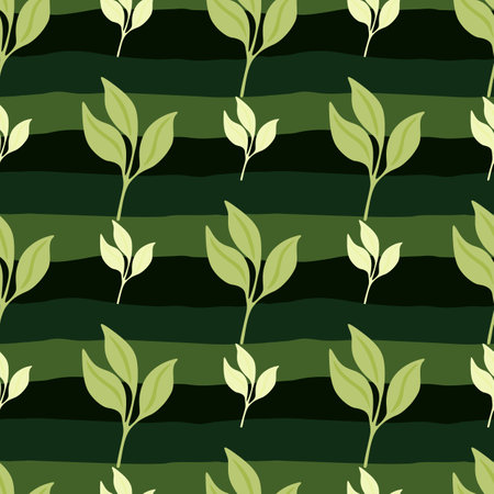 Simple leaves Seamless pattern. Decorative forest leaf endless wallpaper. organic background. Design for fabric, textile print, wrapping, cover. vector illustration.のイラスト素材