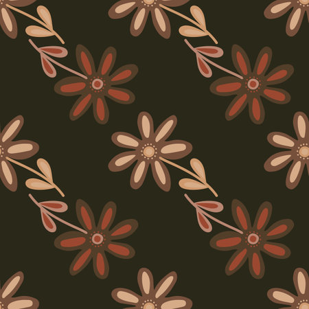 hand drawn floral wallpaper. Cute flower seamless pattern. Naive art style. Simple design for fabric, textile print, wrapping, cover. vector illustrationのイラスト素材